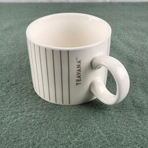 Starbucks Teavana White and Gray Pinstripe Mug 12 Ounces